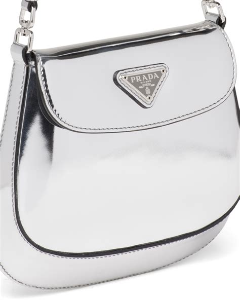 prada cleo brushed leather mini bag silver|prada cleo hobo shoulder bag.